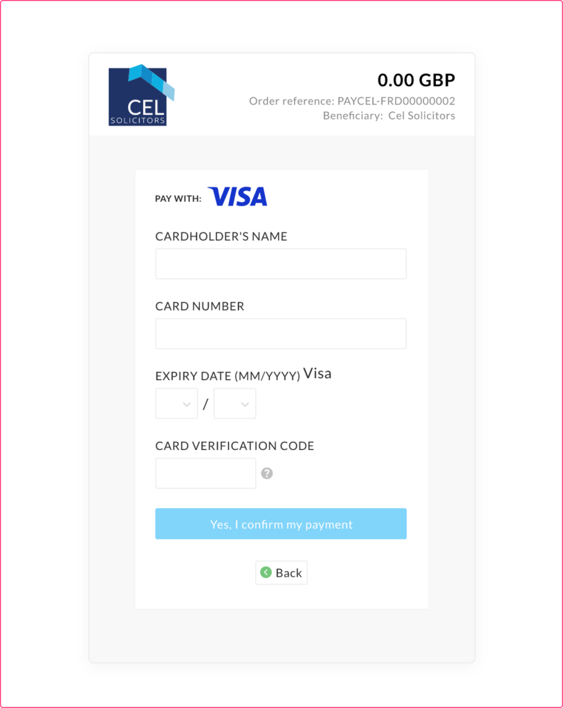 An image describing a step in the CEL Solicitors help centre guide, How to make a payment to CEL Solicitors