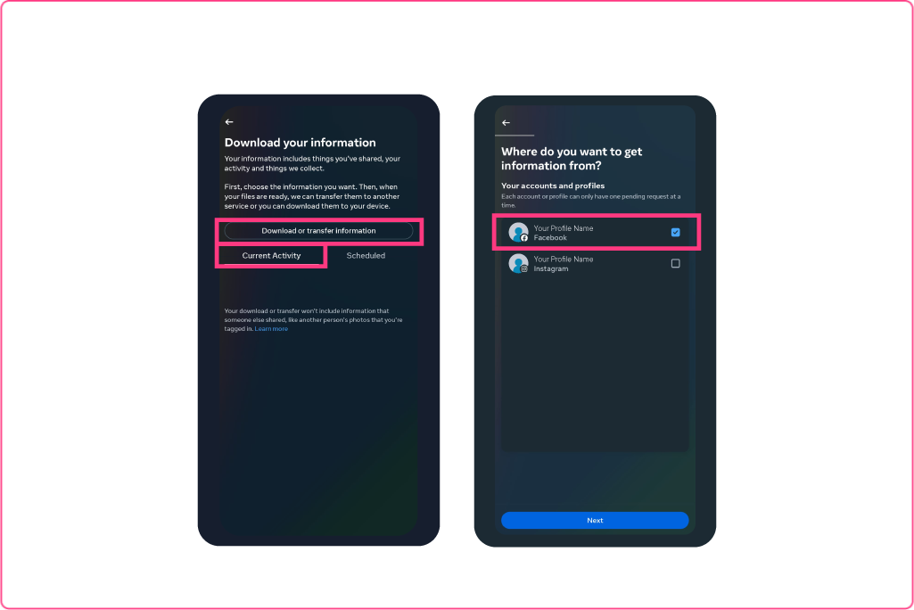 An image describing a step in the CEL Solicitors help centre guide, How to download and export Facebook Messenger chatlogs to your phone