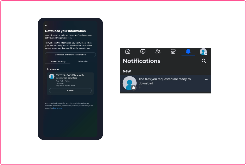 An image describing a step in the CEL Solicitors help centre guide, How to download and export Facebook Messenger chatlogs to your phone